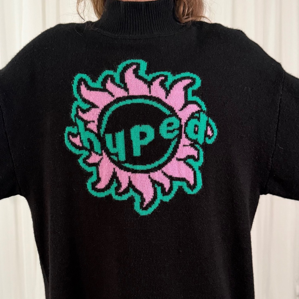 H&M Graphic Crewneck Sweatshirt Black Oversized Streetwear Pullover Logo Size S - Picture 2 of 7